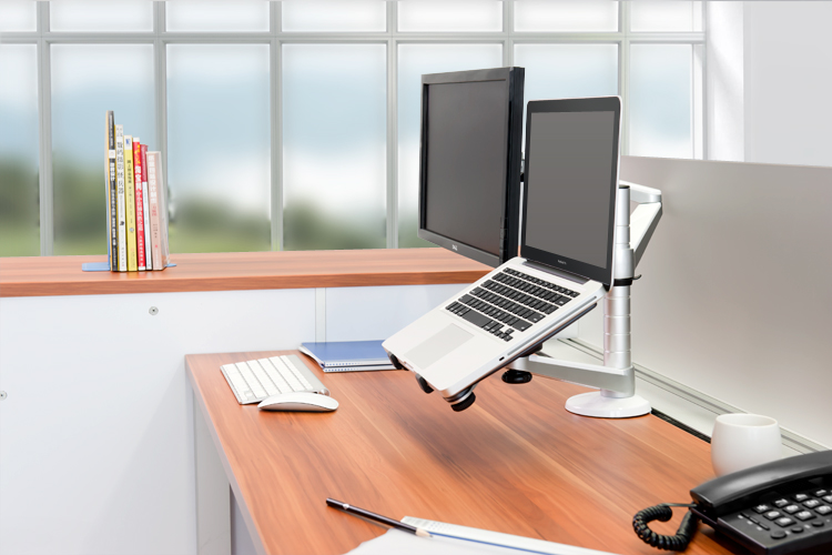 A NewStar laptop stand and monitor mount